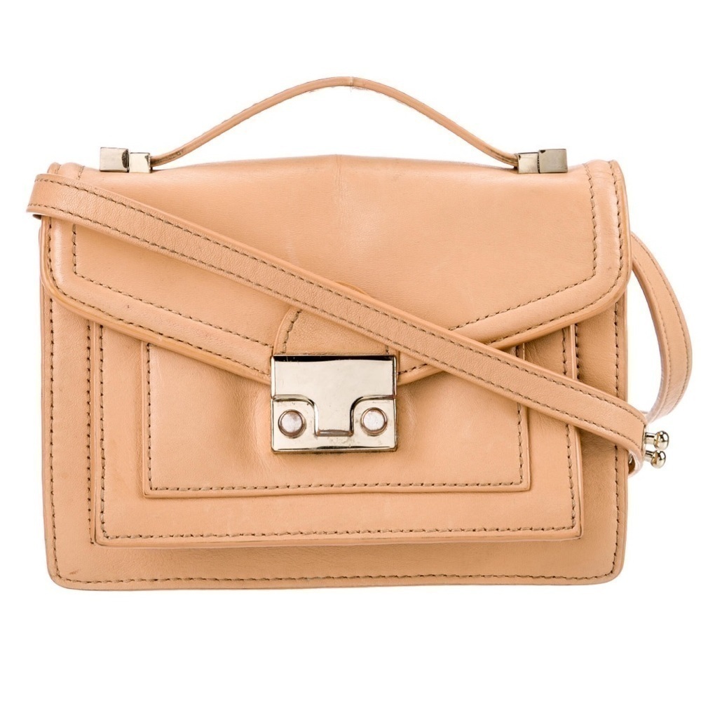 Loeffler Randall Mini Rider Crossbody Bag Leather Natural Tan Beige